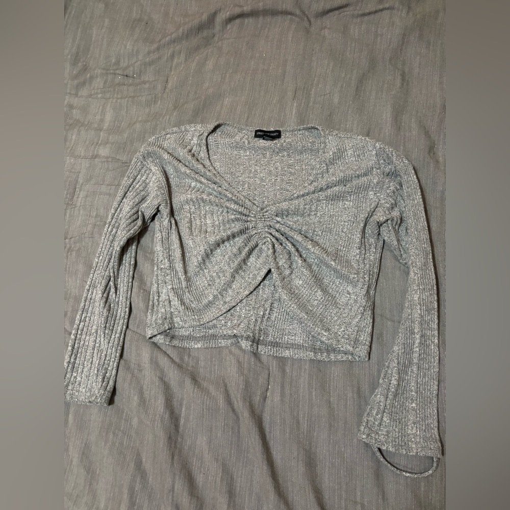 Grey Long Sleeve V neck Size S
